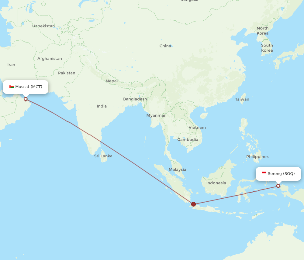 SOQ-MCT flight routes