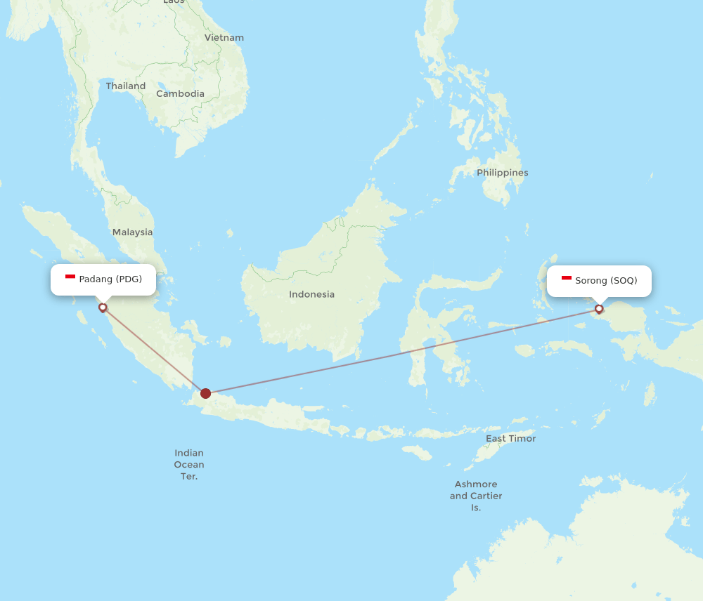 PDG to SOQ flights and routes map