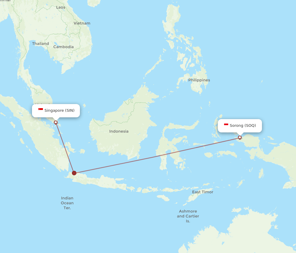 SOQ to SIN flights and routes map
