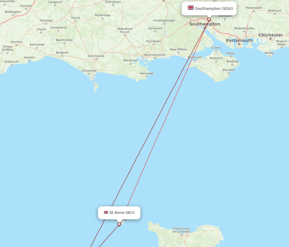 SOU to ACI flights and routes map