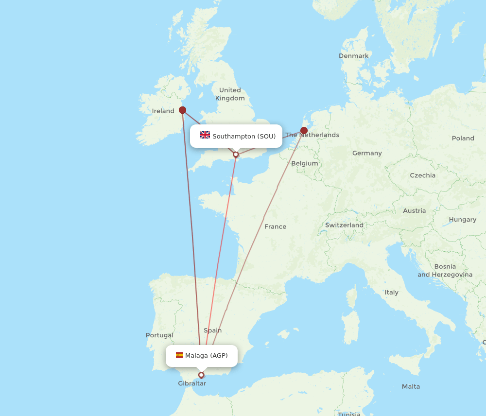 SOU-AGP flight routes