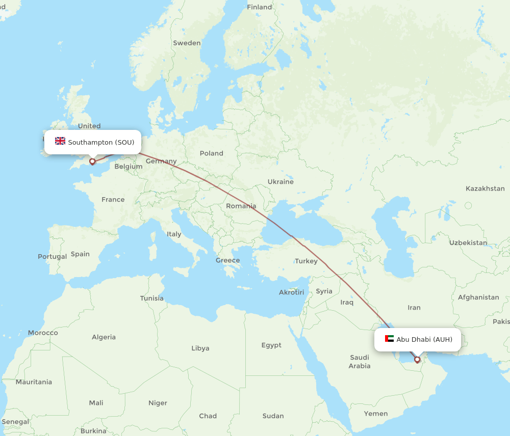 SOU-AUH flight routes
