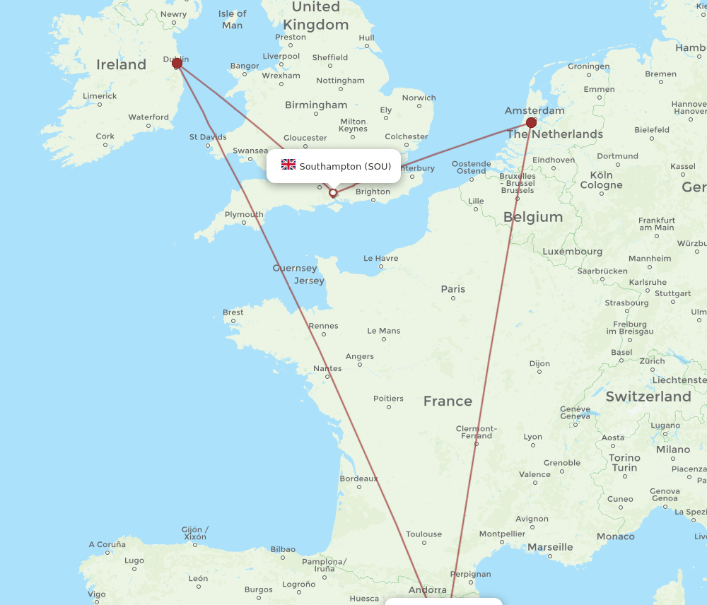 SOU-BCN flight routes