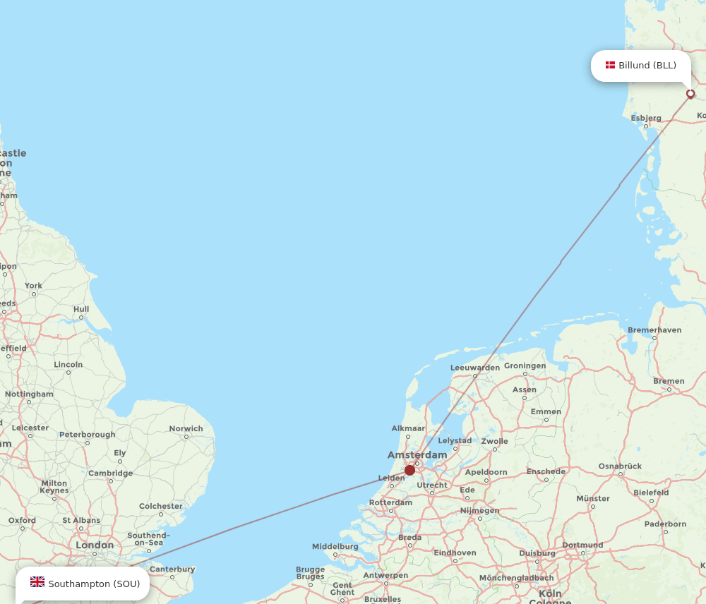 SOU-BLL flight routes