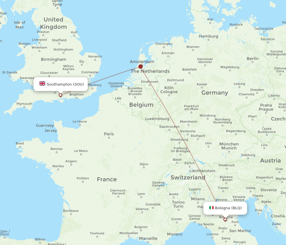 SOU-BLQ flight routes