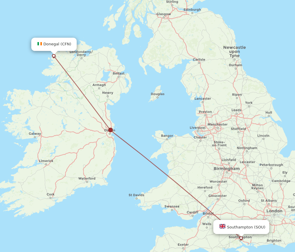 SOU-CFN flight routes