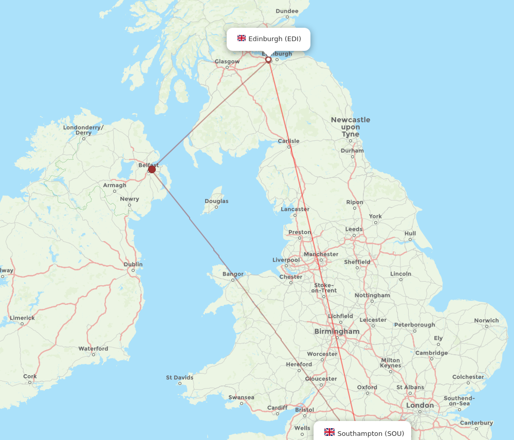 SOU to EDI flights and routes map