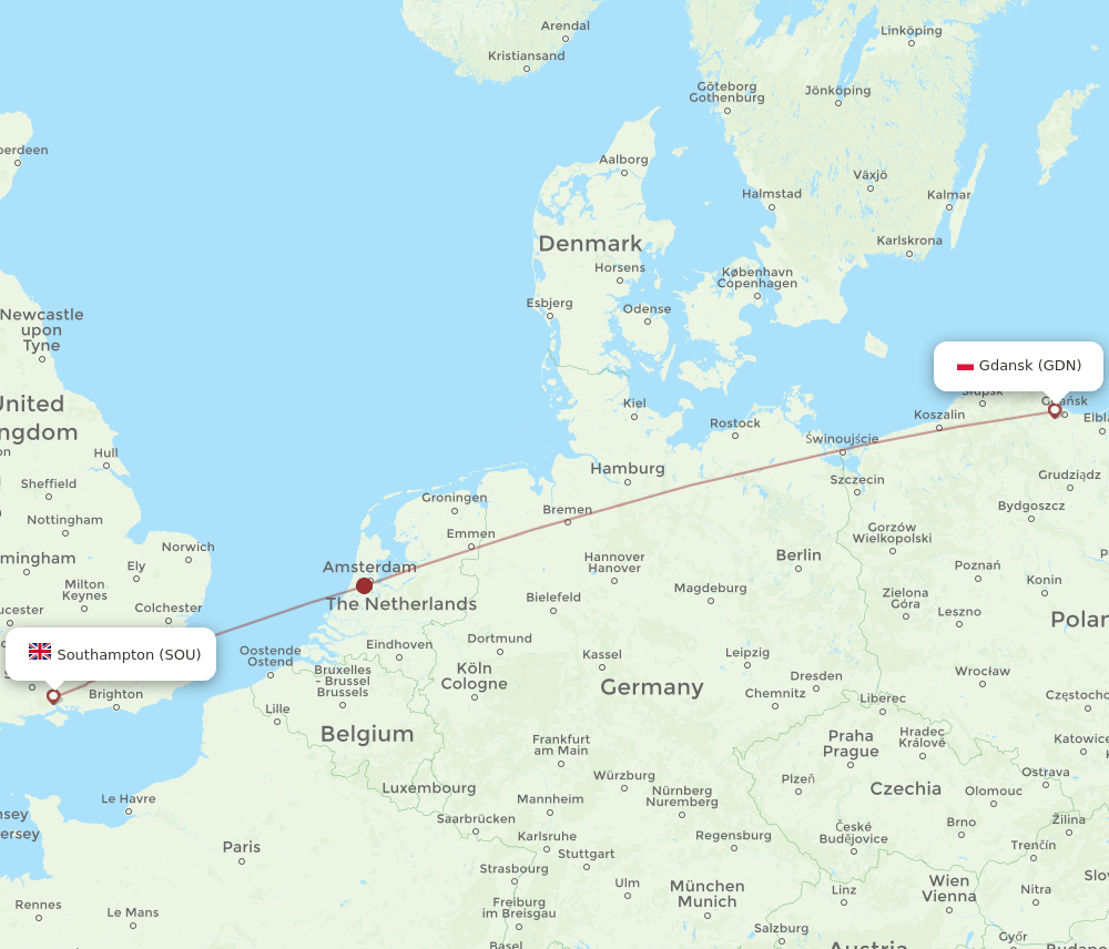 SOU-GDN flight routes
