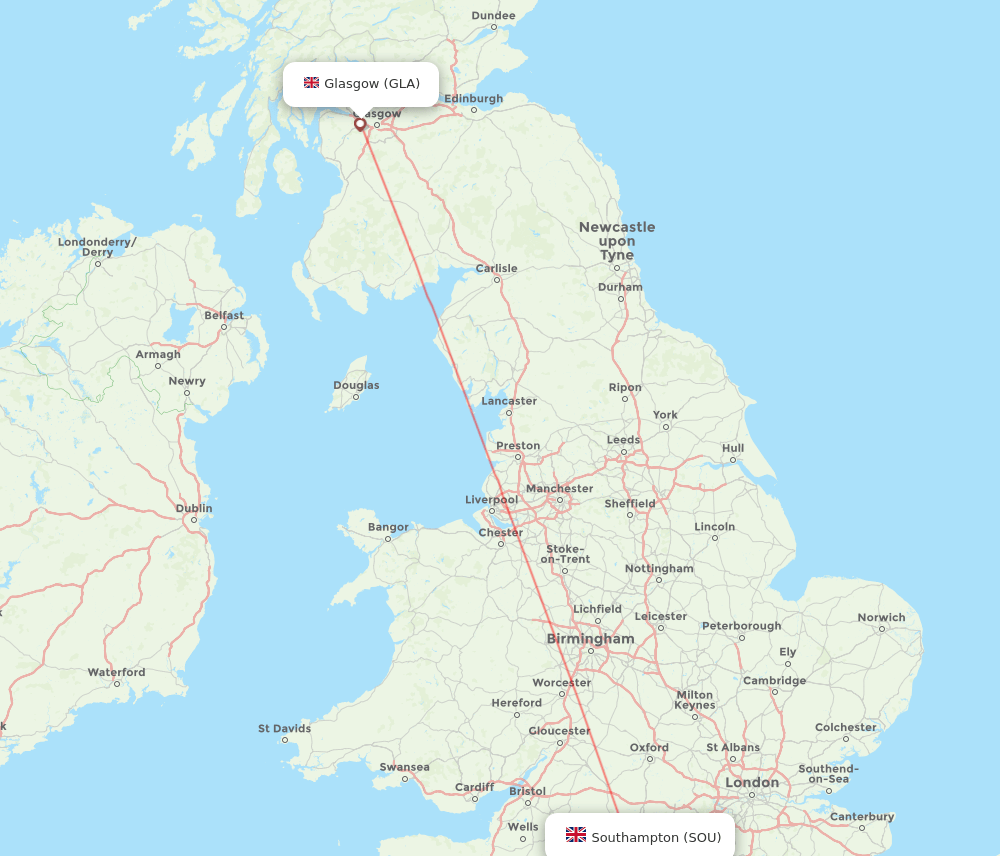 SOU-GLA flight routes