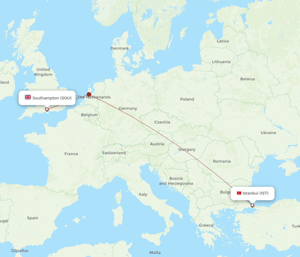 SOU-IST flight routes