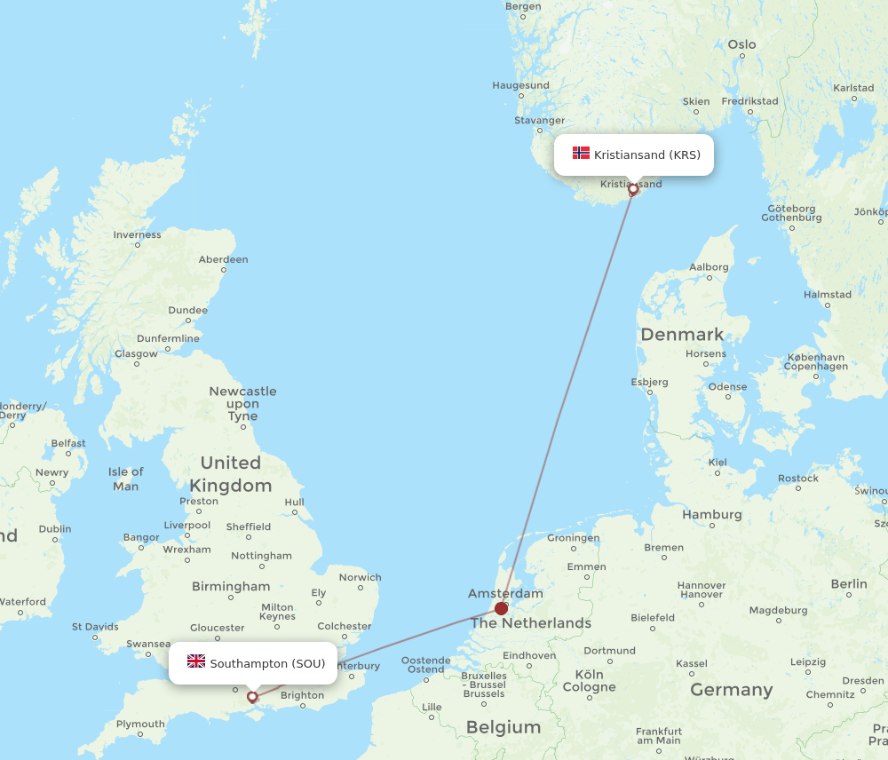 SOU-KRS flight routes