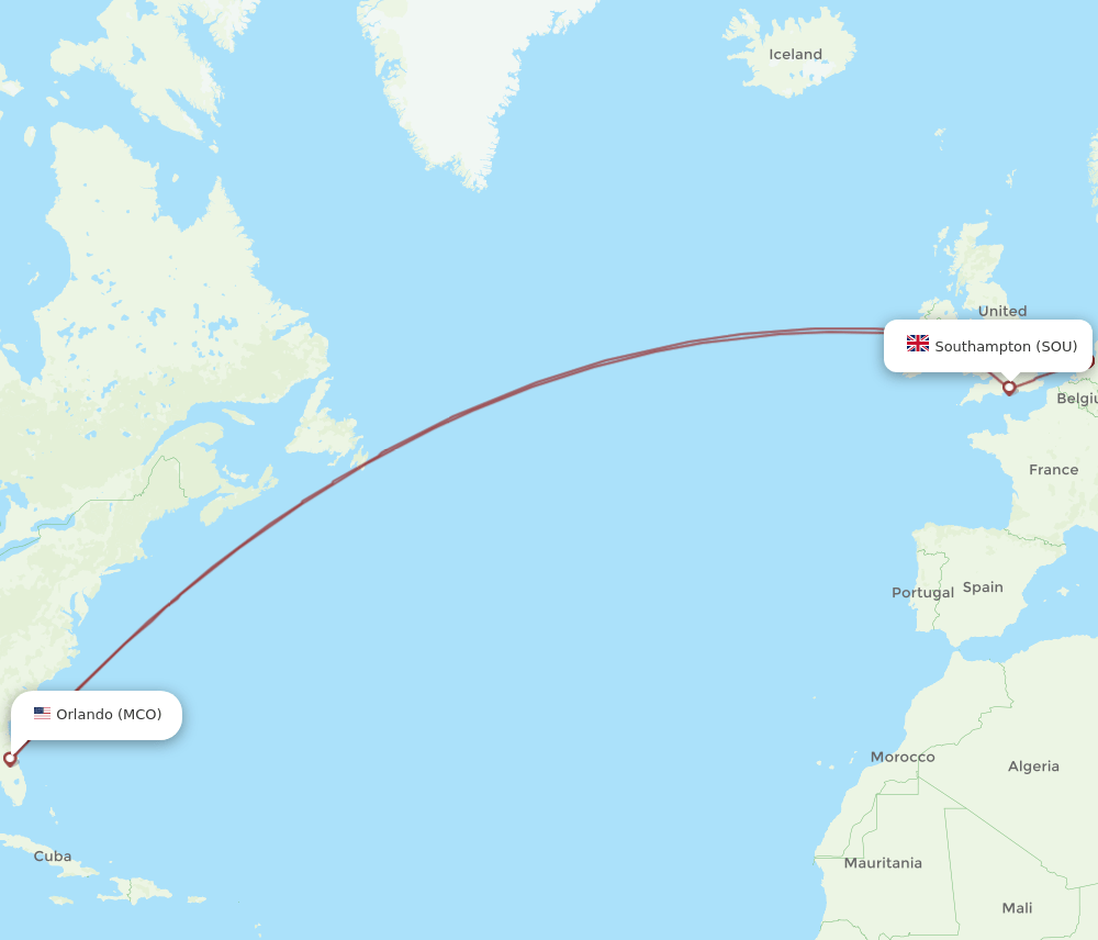 SOU to MCO flights and routes map