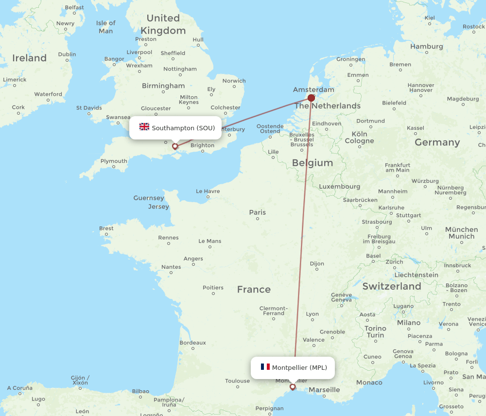 SOU to MPL flights and routes map