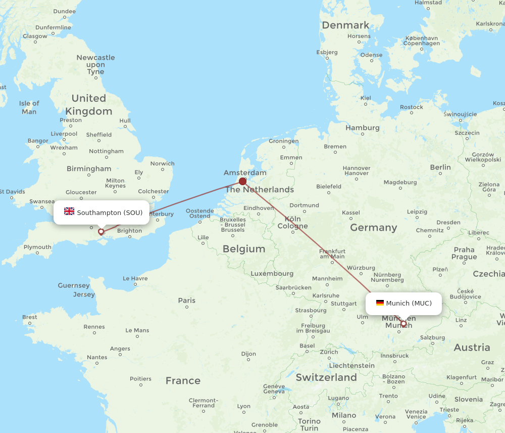SOU-MUC flight routes