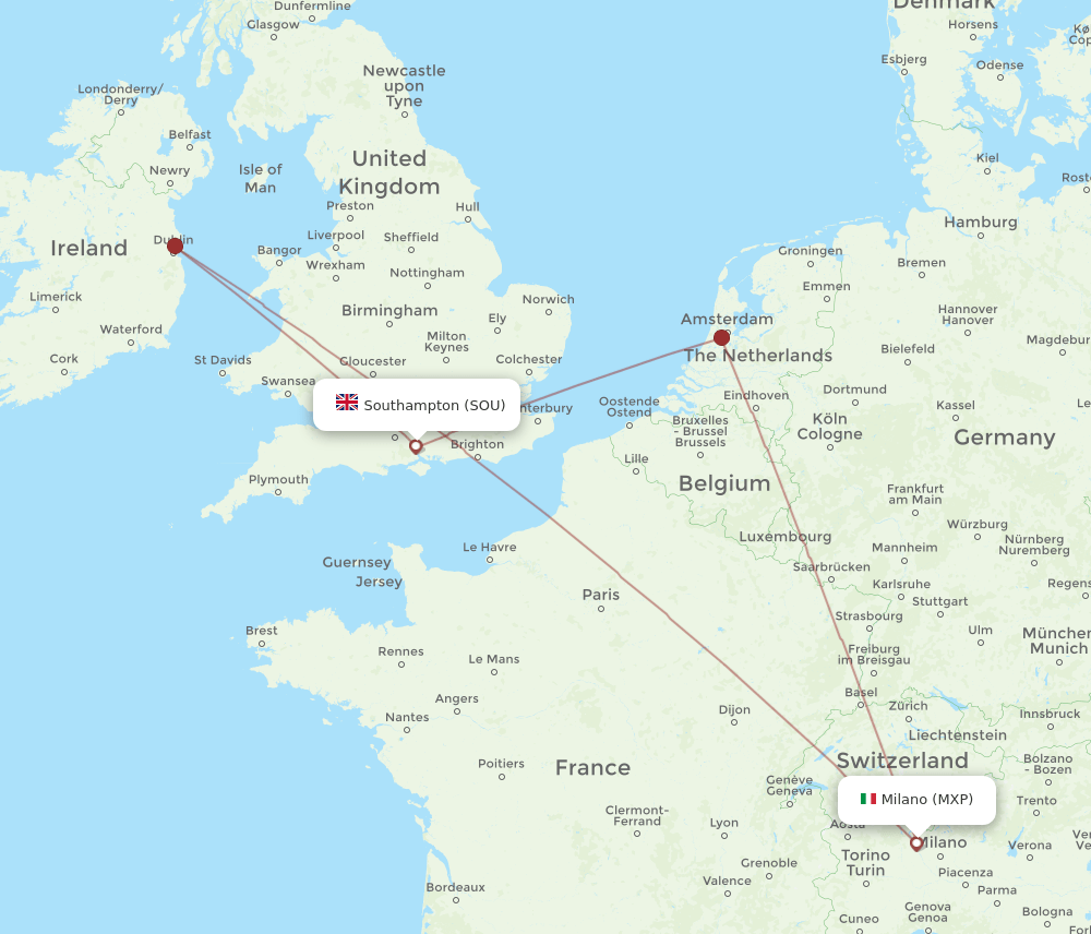 SOU-MXP flight routes