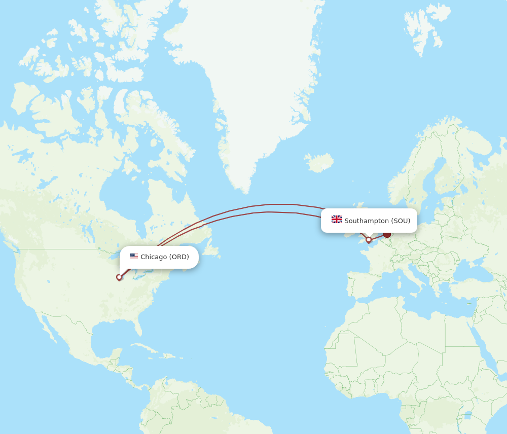 SOU to ORD flights and routes map