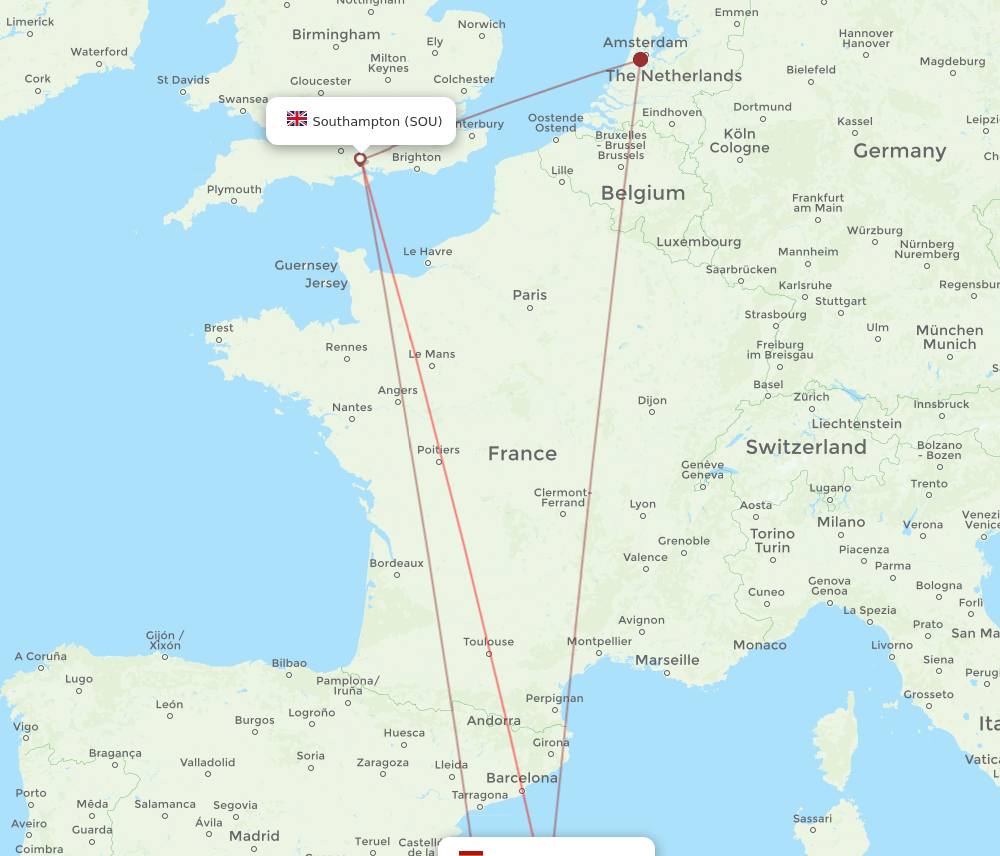 SOU-PMI flight routes
