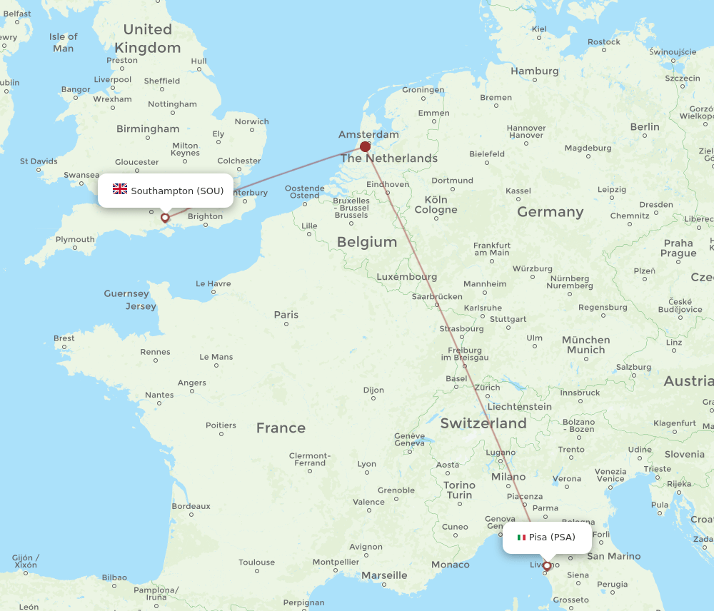 SOU-PSA flight routes