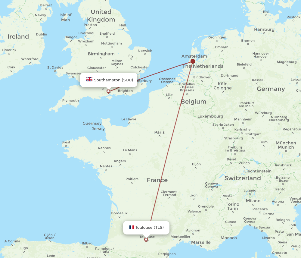 SOU to TLS flights and routes map