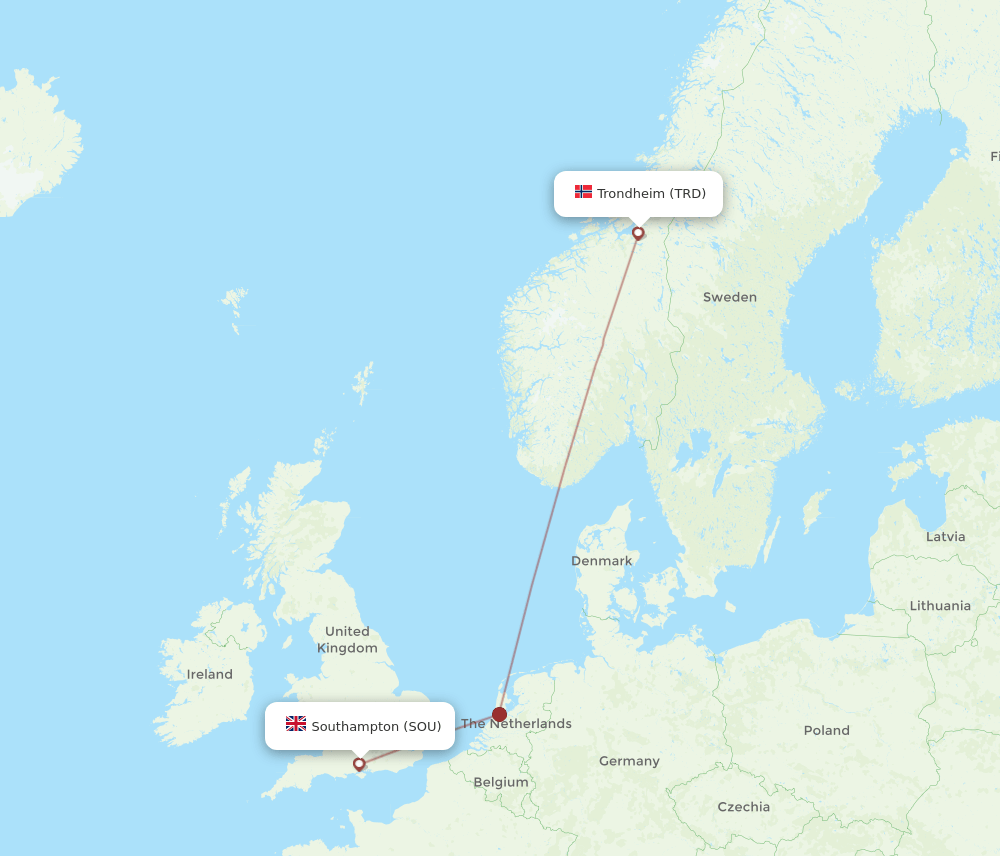 SOU-TRD flight routes