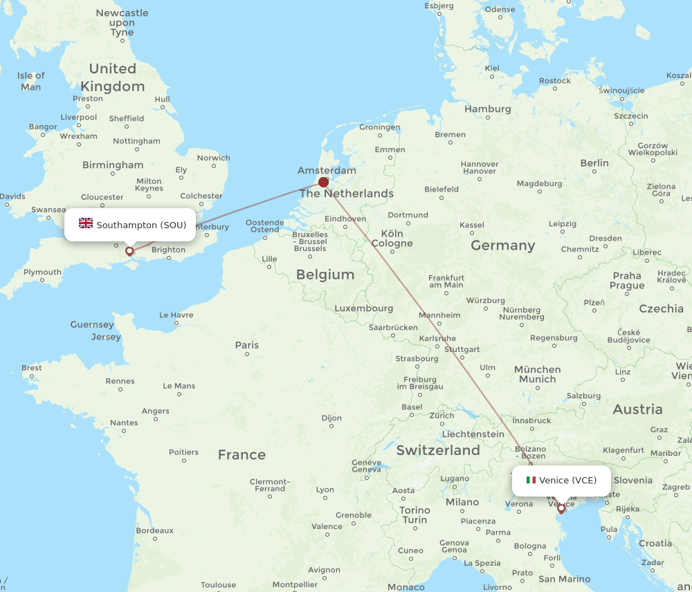 SOU-VCE flight routes