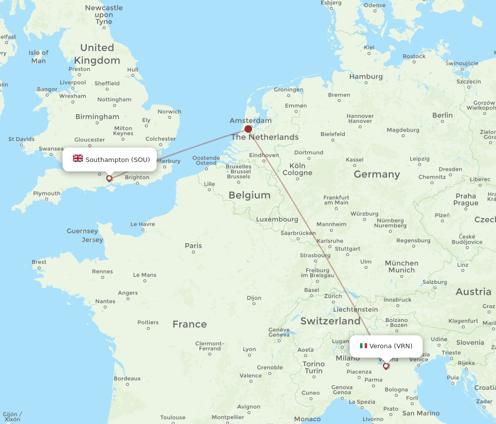 SOU-VRN flight routes