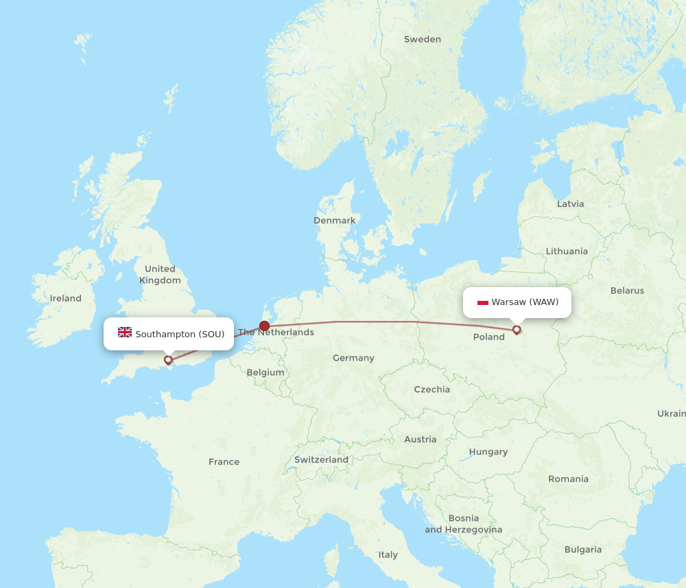 SOU-WAW flight routes