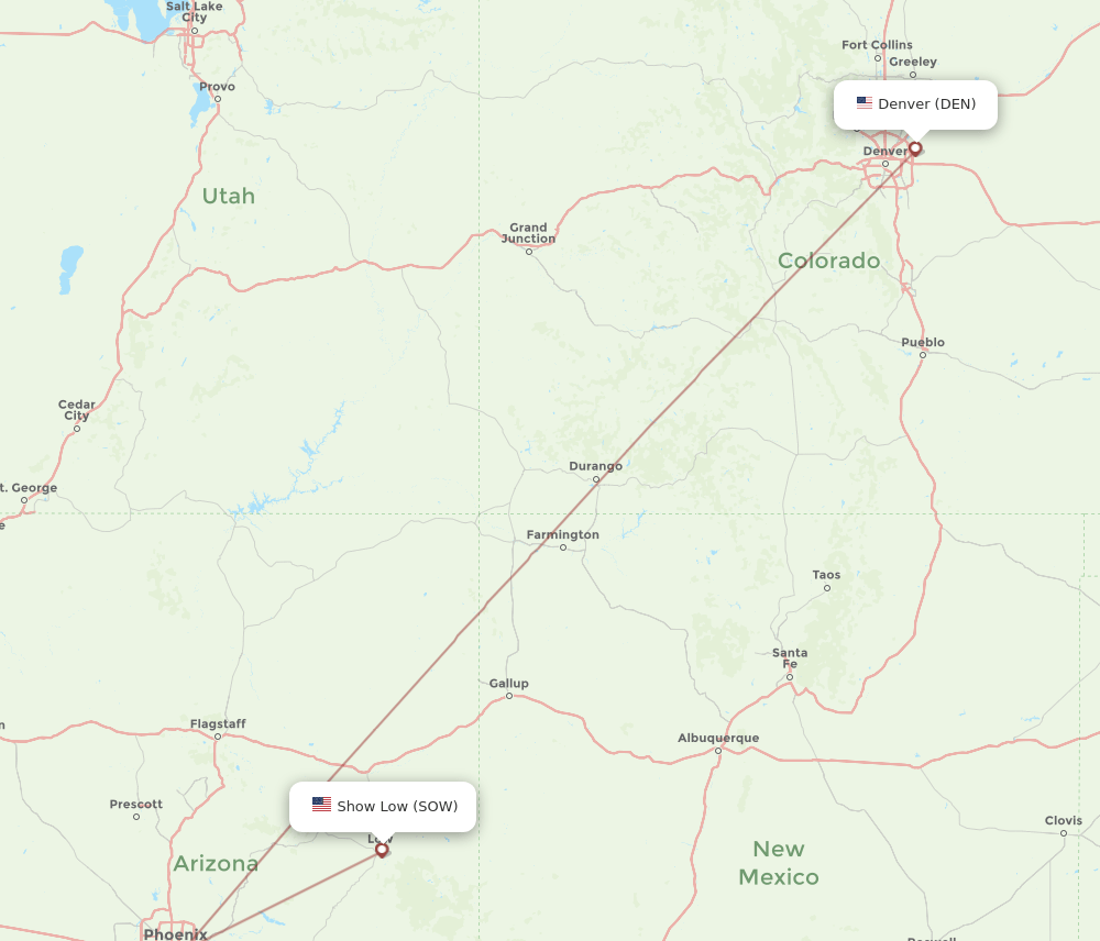 SOW-DEN flight routes