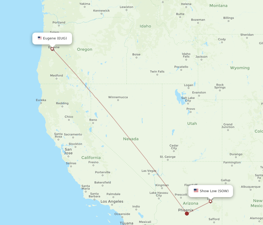 SOW-EUG flight routes