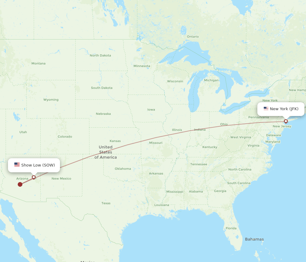 SOW-JFK flight routes
