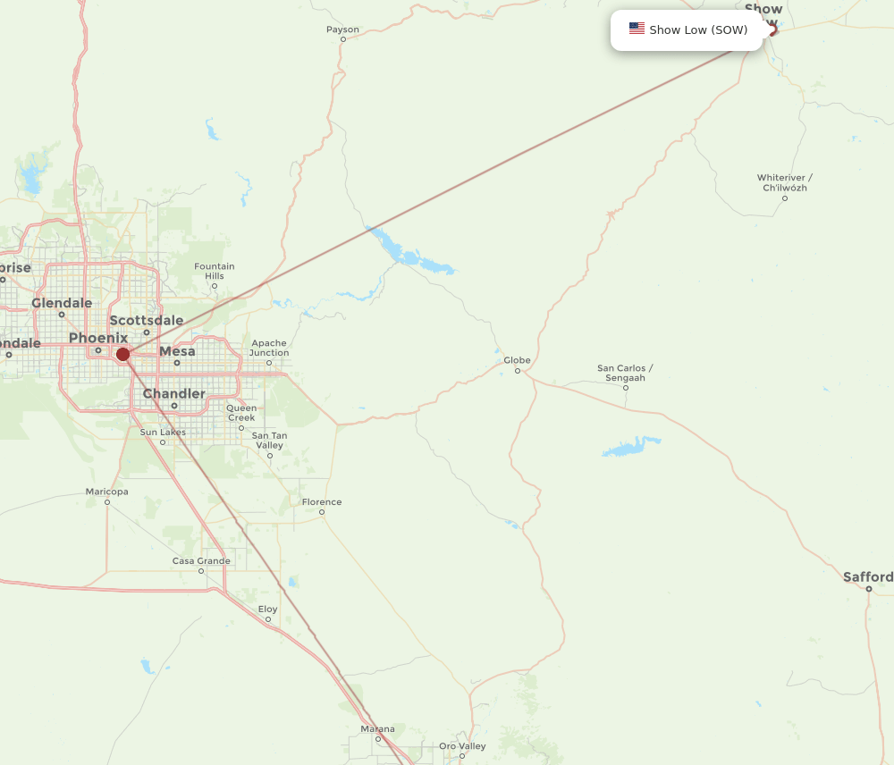SOW to TUS flights and routes map