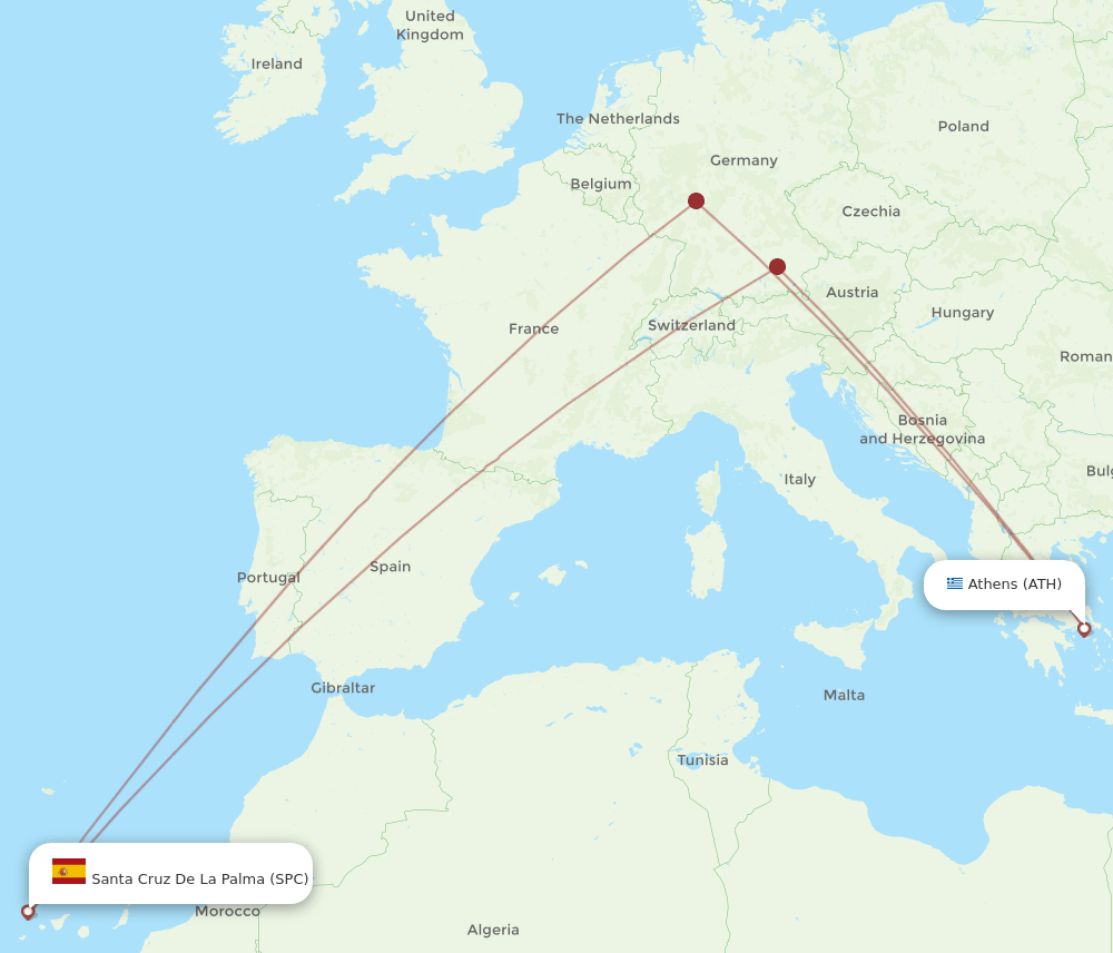 SPC-ATH flight routes