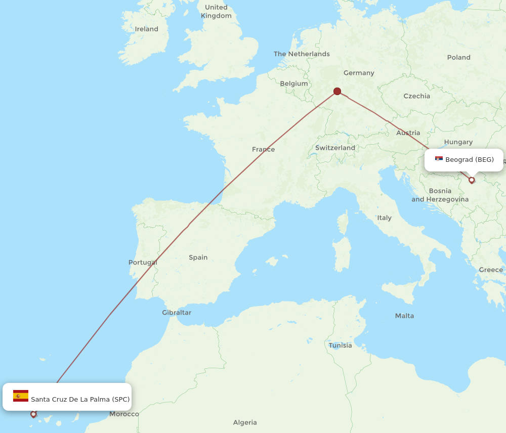 SPC-BEG flight routes