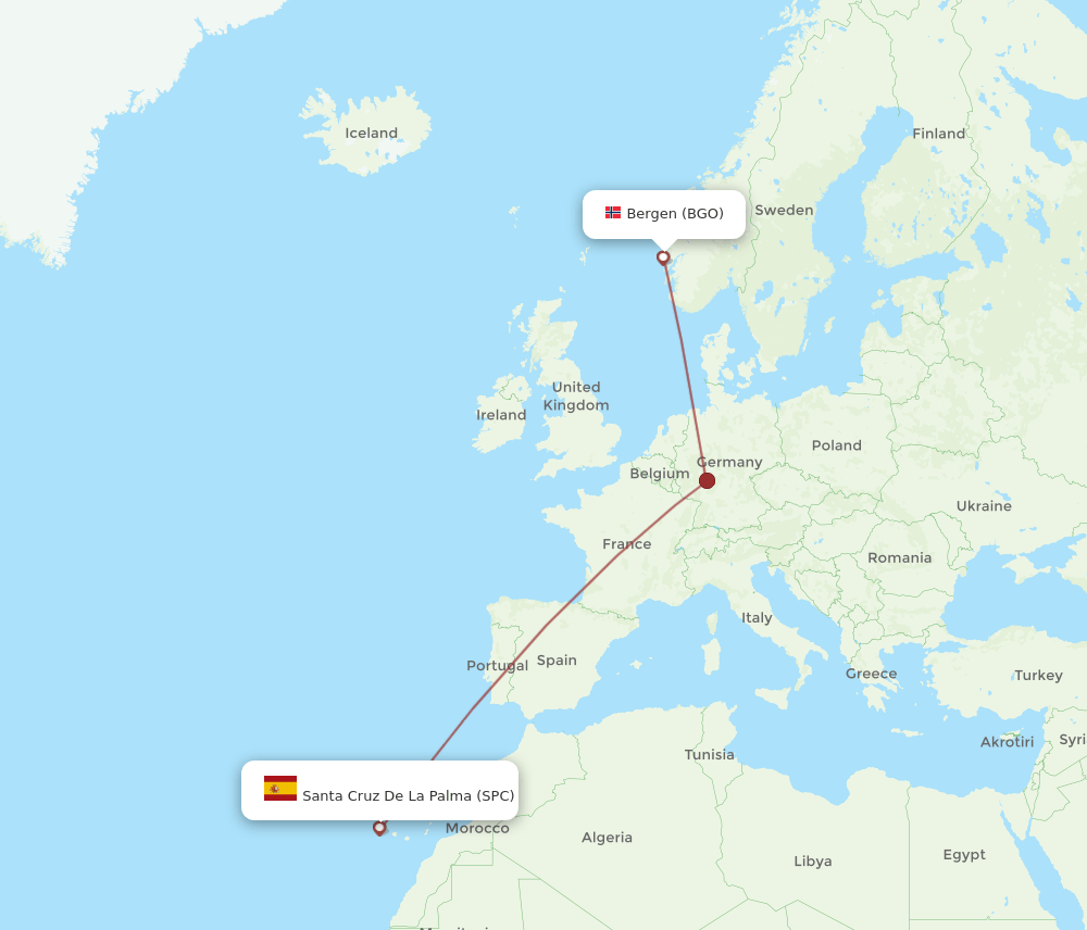 SPC-BGO flight routes