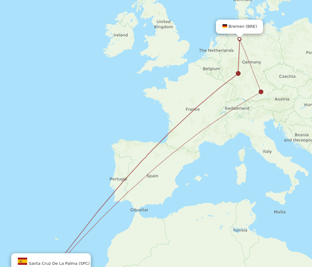 SPC-BRE flight routes