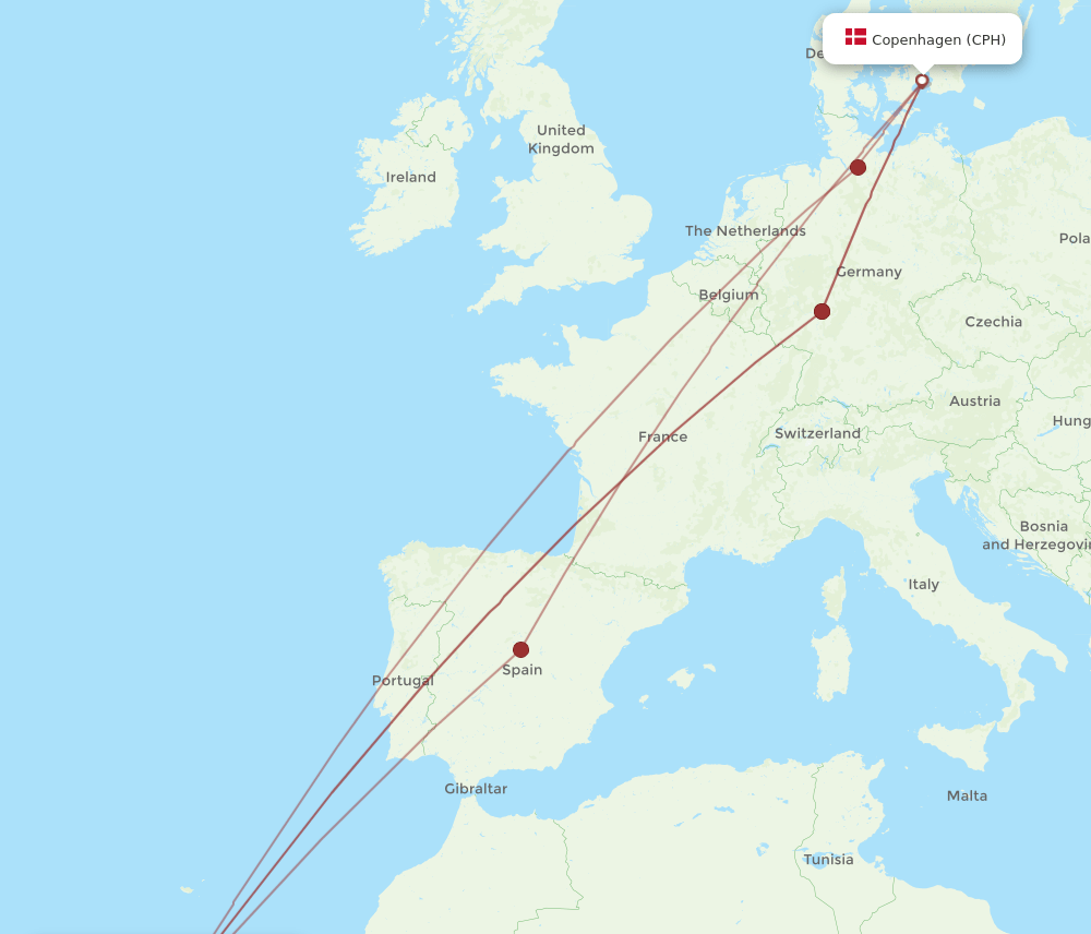 SPC-CPH flight routes