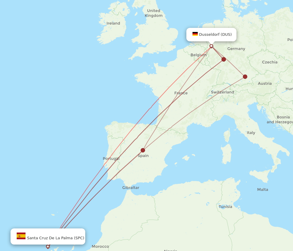 SPC-DUS flight routes
