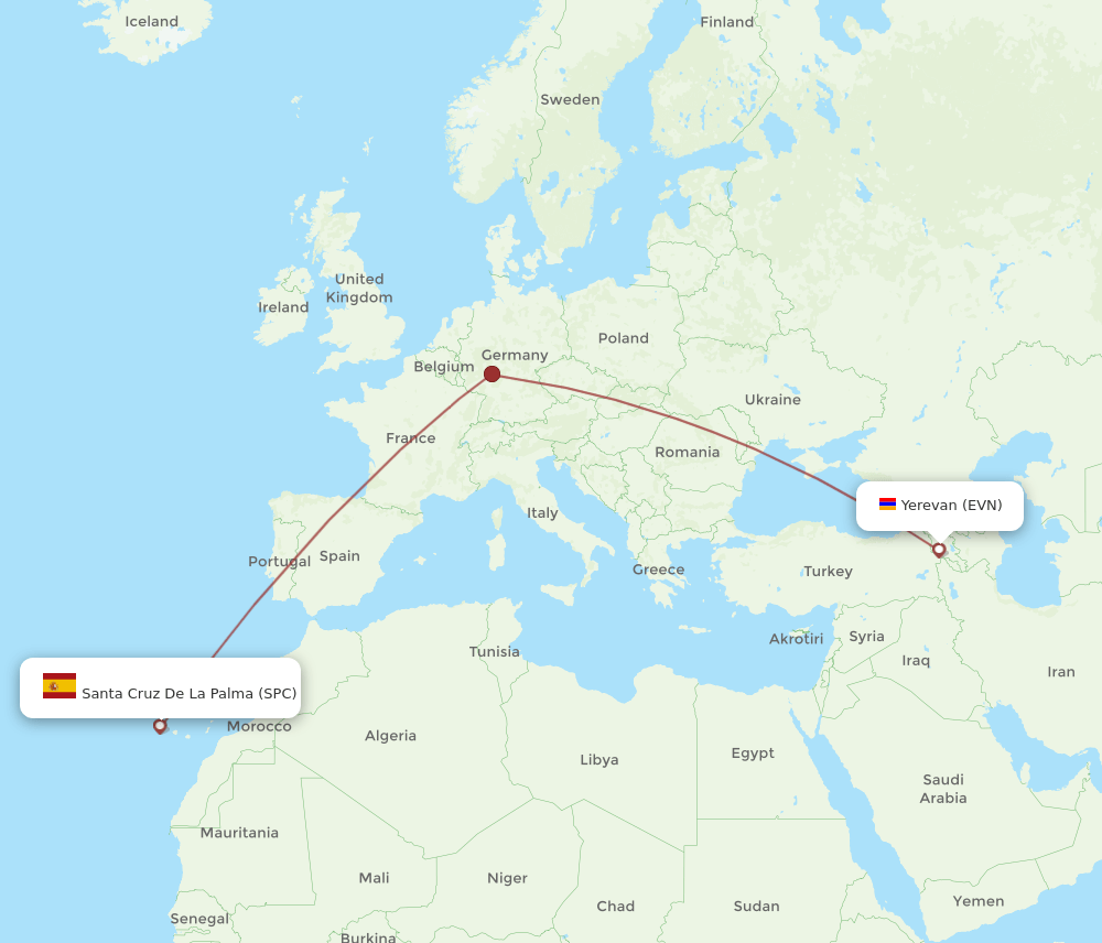 SPC to EVN flights and routes map