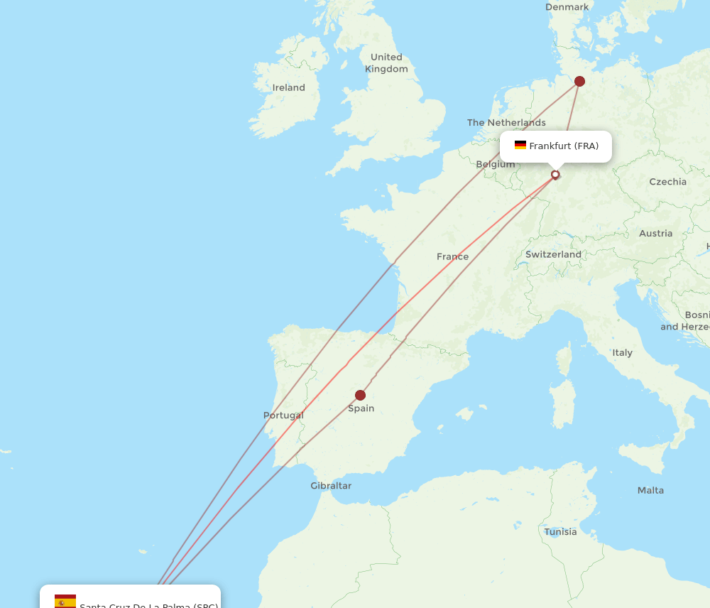 SPC-FRA flight routes