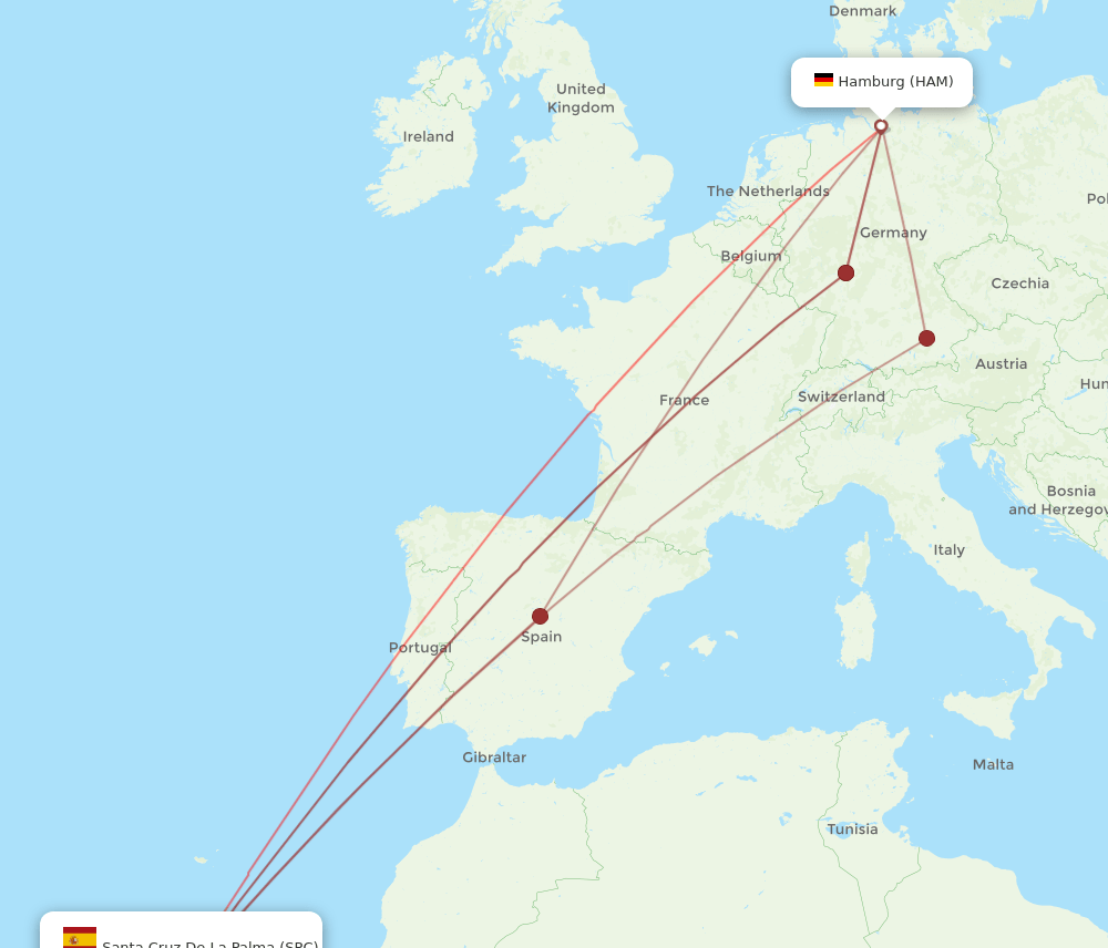 SPC-HAM flight routes