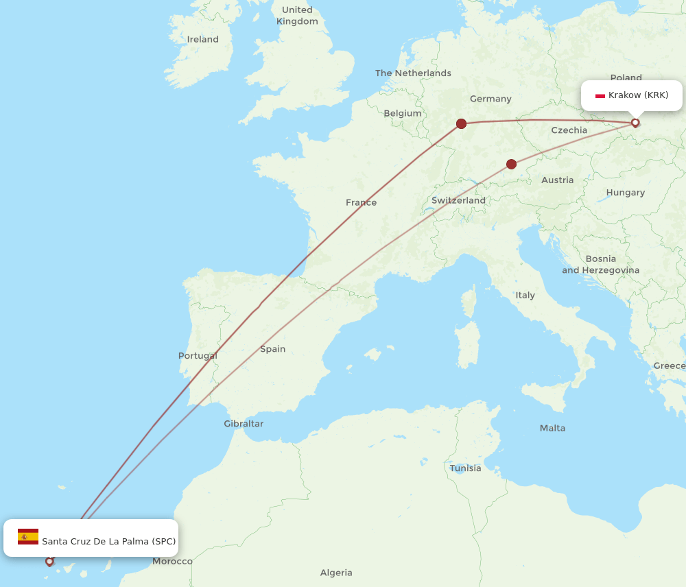 SPC-KRK flight routes