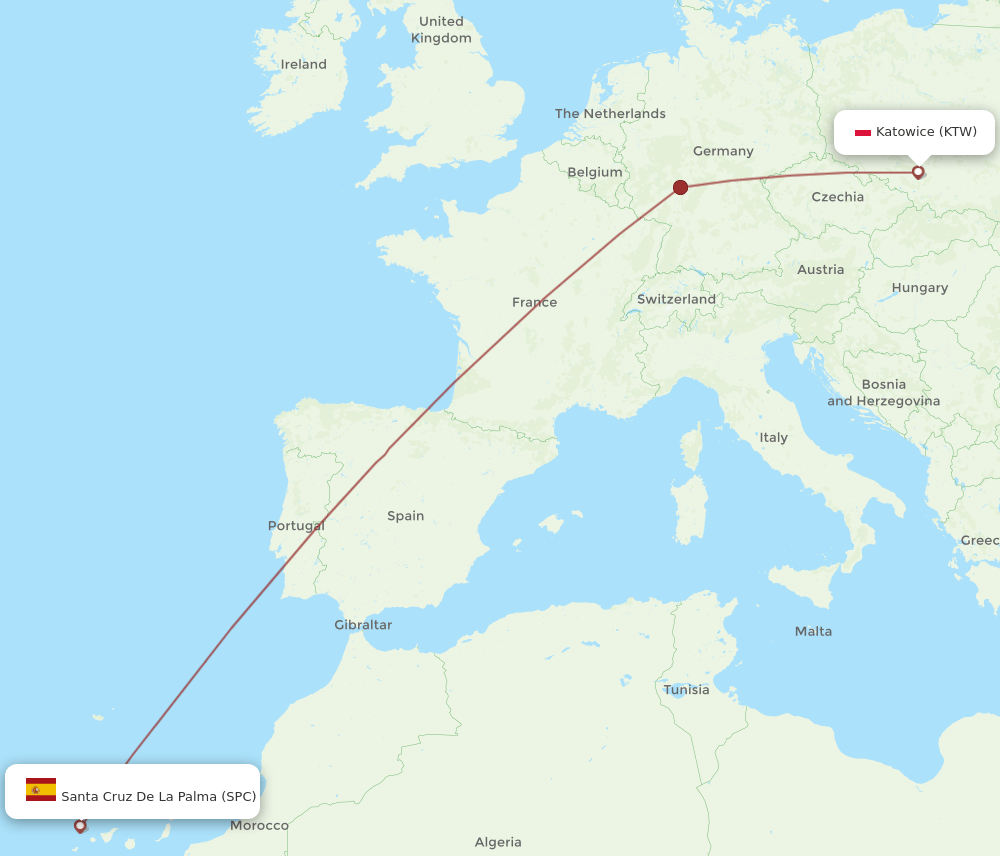 SPC-KTW flight routes