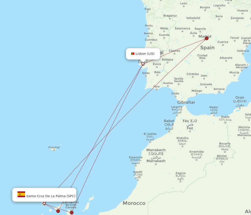 SPC-LIS flight routes
