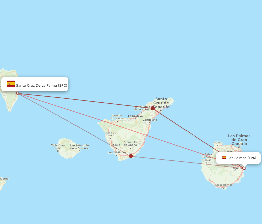 SPC to LPA flights and routes map