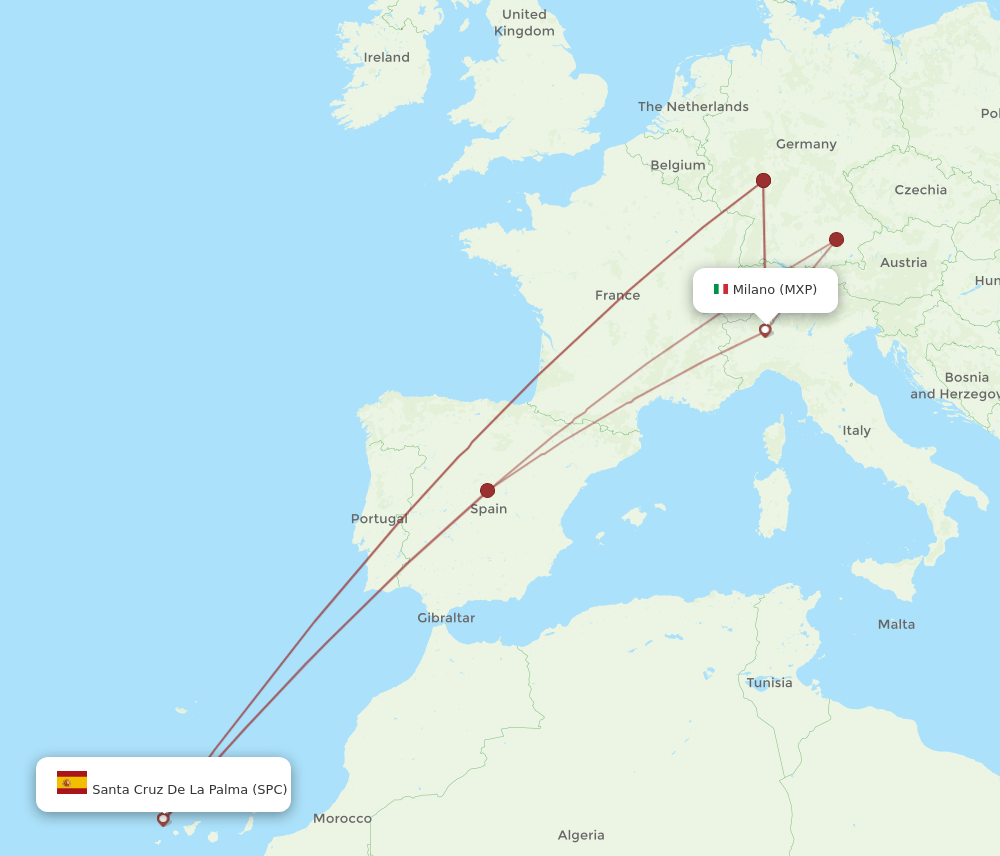 SPC-MXP flight routes