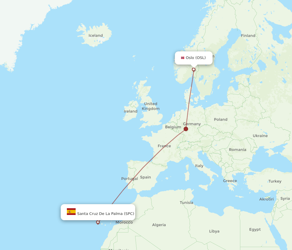 SPC to OSL flights and routes map