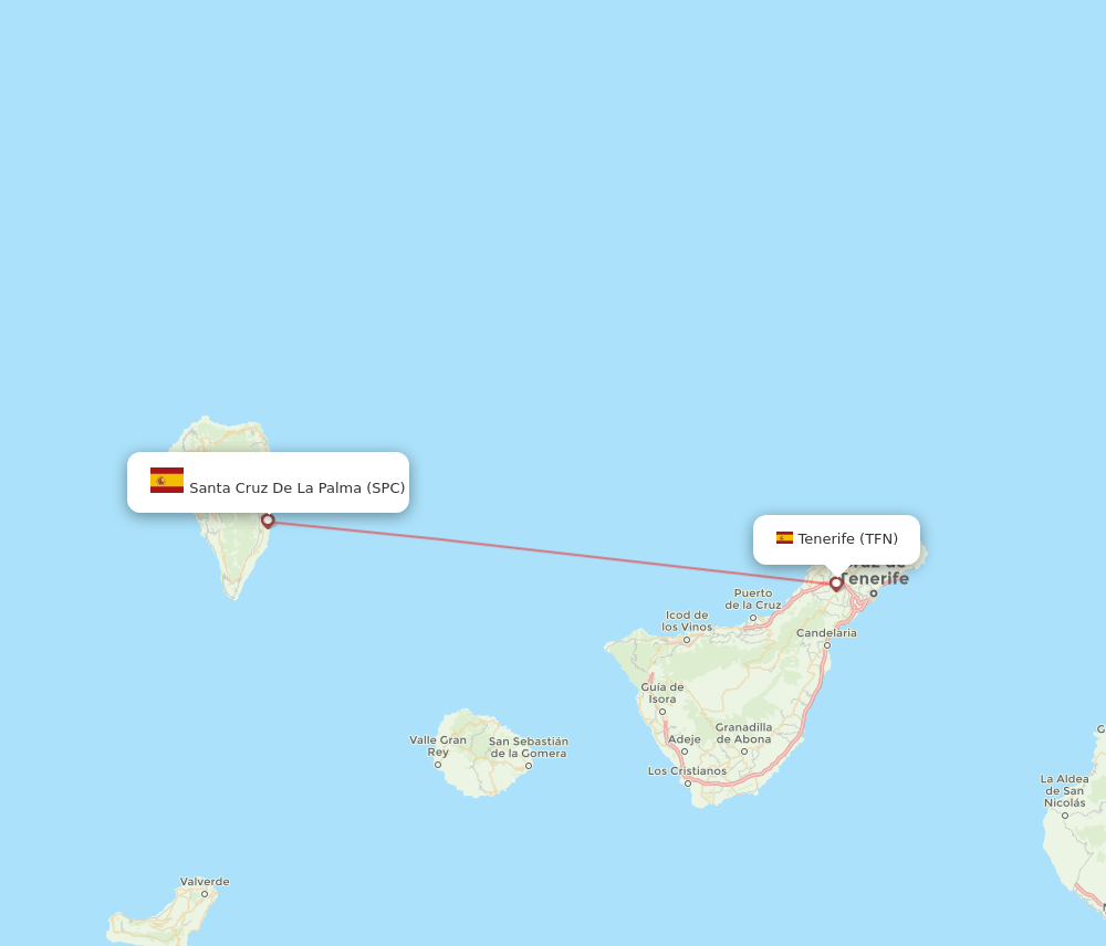 Santa Cruz De La Palma - Tenerife route map and flight paths