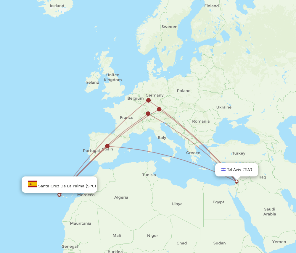 SPC to TLV flights and routes map