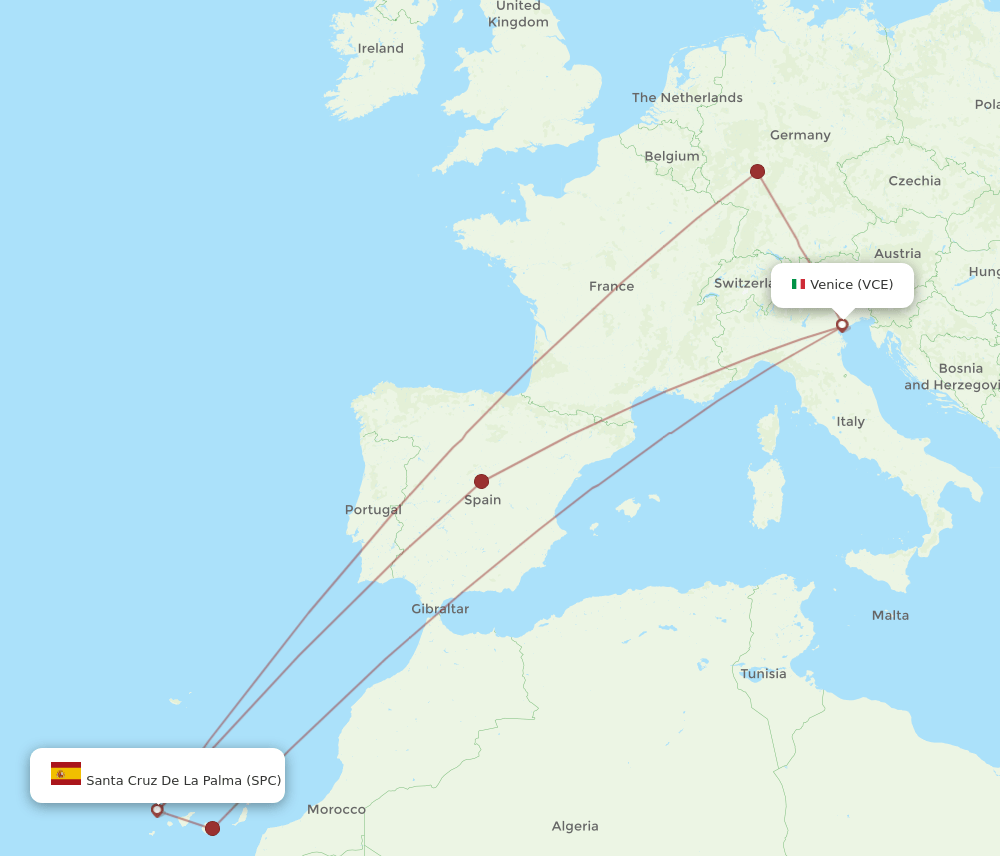 SPC-VCE flight routes