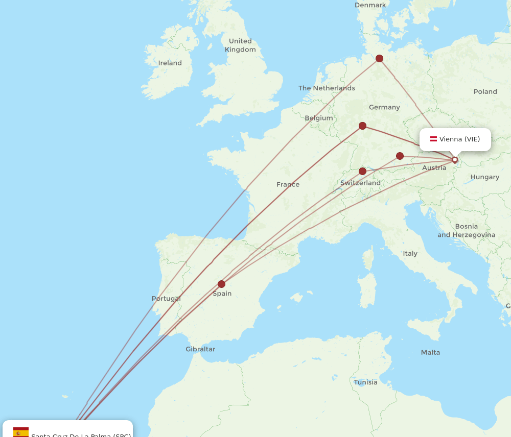 SPC to VIE flights and routes map